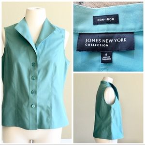 JONES NEW YORK Collection teal sleeveless top, 8